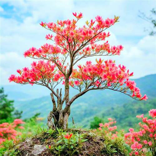 一物一拍下映山红小盆景四季原土栽生树苗单杆造型野杜鹃花老熟桩