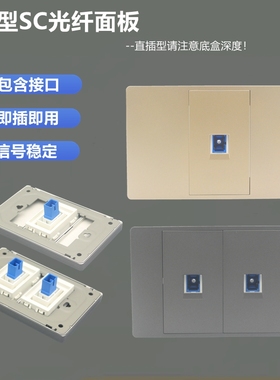 灰色118型SC光纤面板光钎一位网络光宽带电脑香槟色双口光纤面板