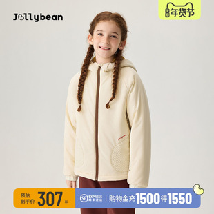 jollybean | 女童连帽棉服25冬季新款异材质撞色拼接连帽棉服