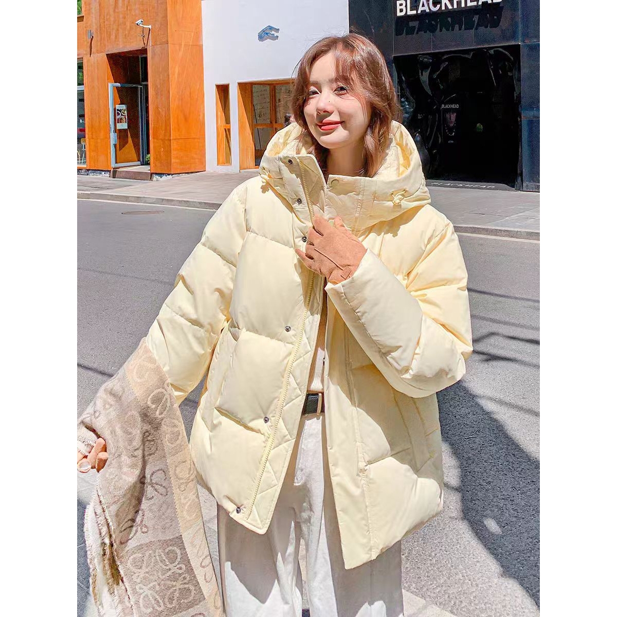 MM明摩女装短款羽绒服女冬季2025新款小个子宽松加厚90白鸭绒外套