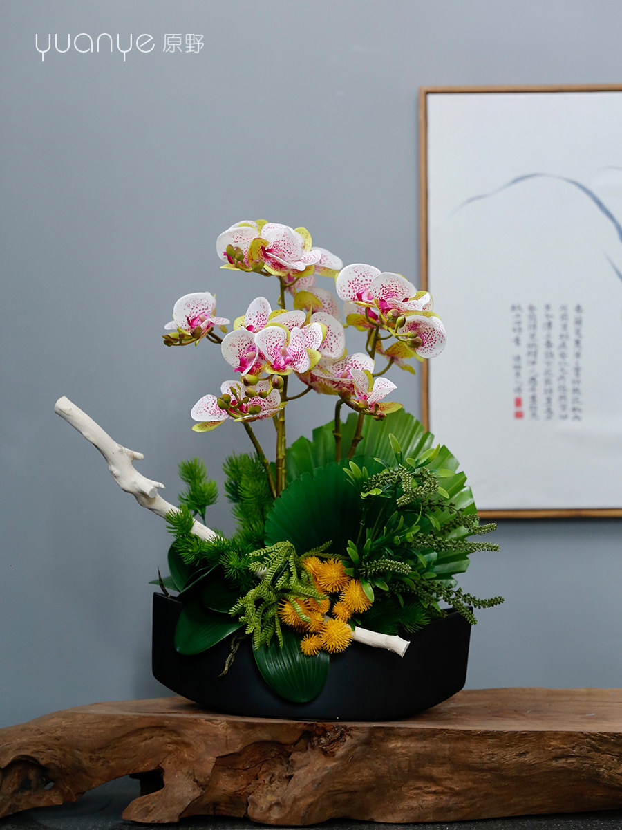 新中式田园风高档仿真花假花样板房酒店前台客厅玄关装饰花摆设件