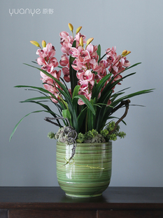 大花蕙兰花高仿真花假花轻奢摆设中式蝴蝶兰酒店客厅玄关餐桌摆件