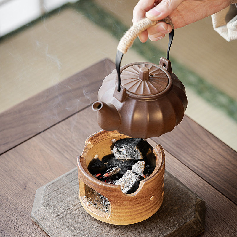 围炉煮茶仿柴烧粗陶茶壶茶杯小套组户外户外露营旅行茶具套装