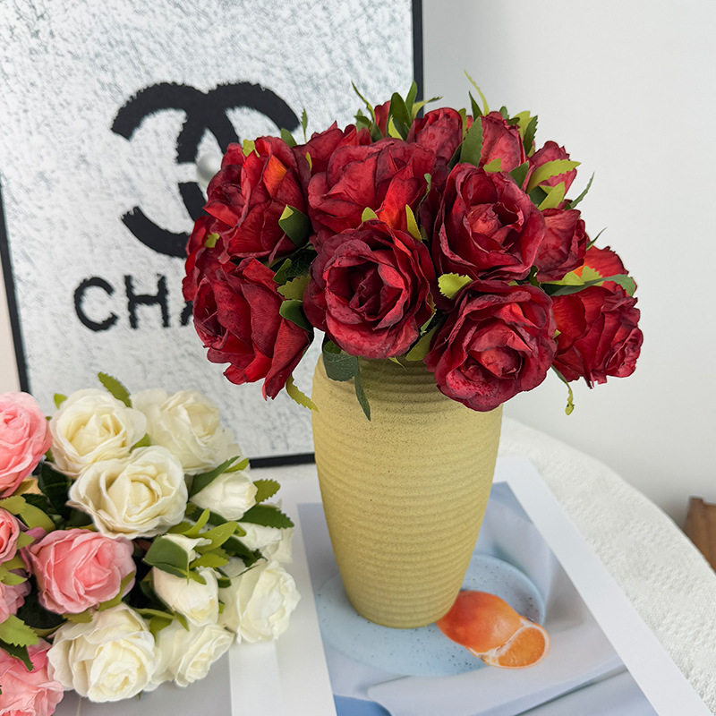 13头玫瑰仿真花多假花手