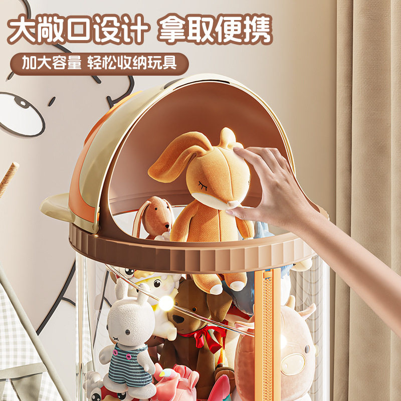 娃娃收纳桶有拉链塑料玩具透明收纳筒毛绒玩偶儿童公仔卡通整理筐