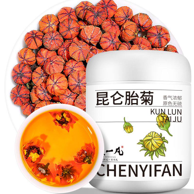 陈一凡昆仑雪菊胎菊 新疆雪山血菊蕾花苞泡水喝养生茶罐装90g