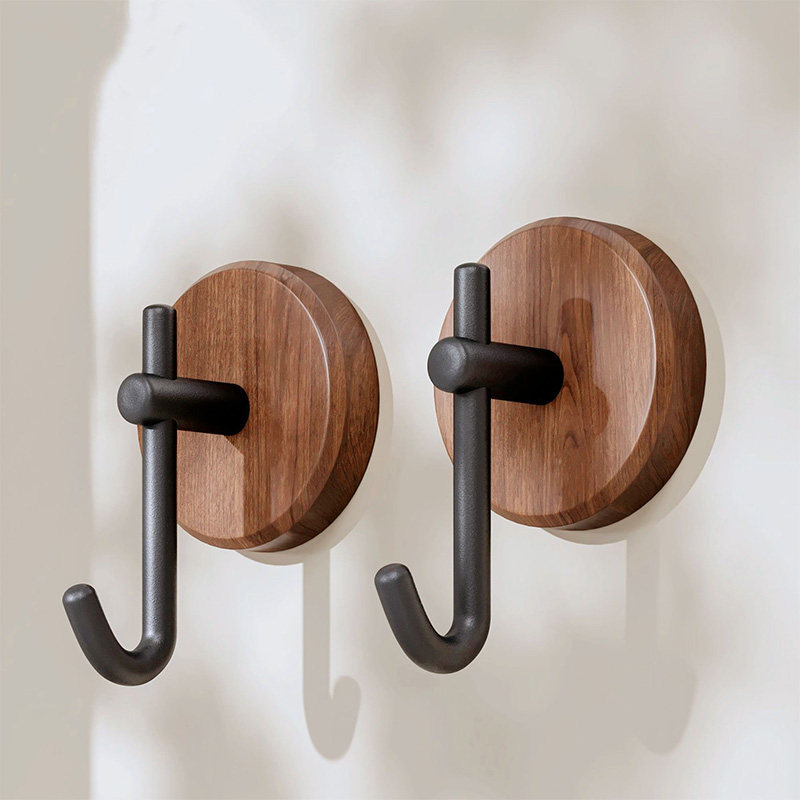 胡桃木挂钩免打孔强力承重