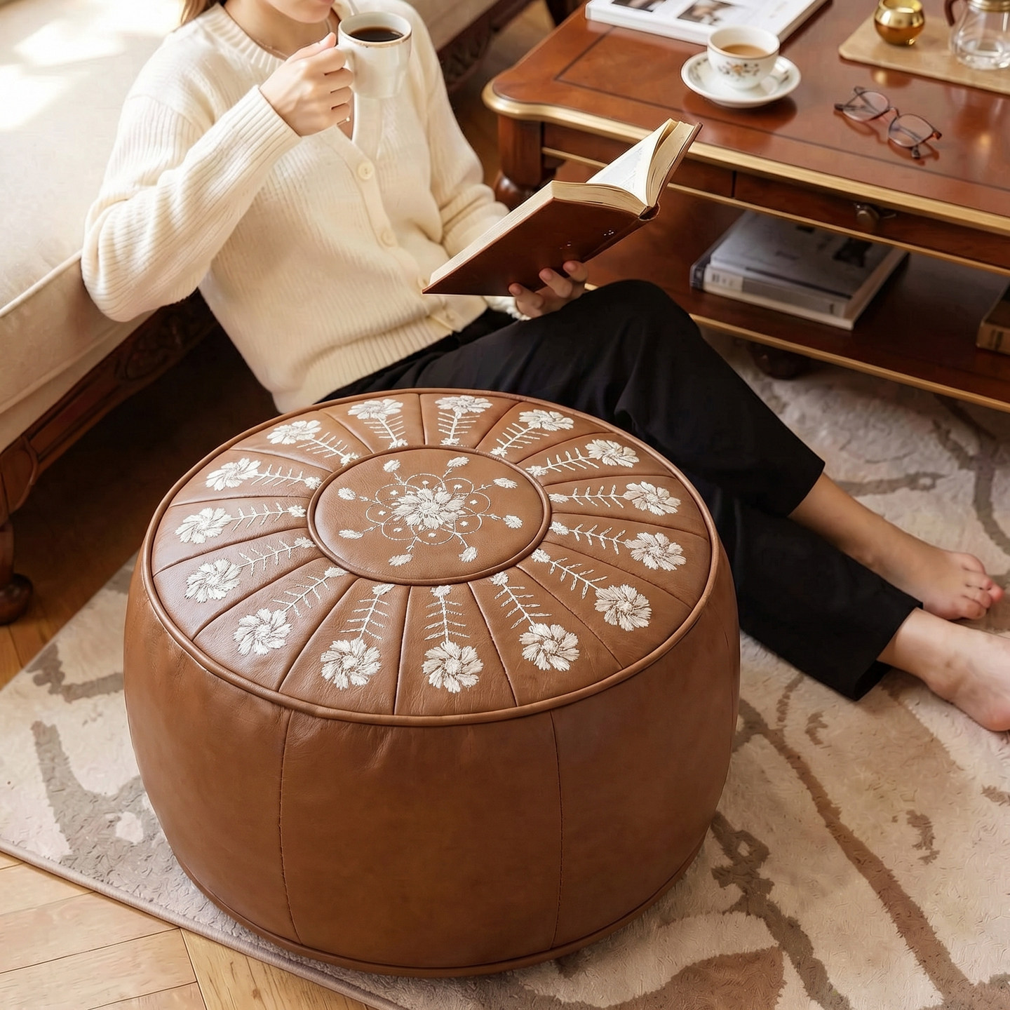 皮墩墩收纳坐墩旧衣服填充沙发蒲团榻榻米懒人储物凳换鞋凳跪垫