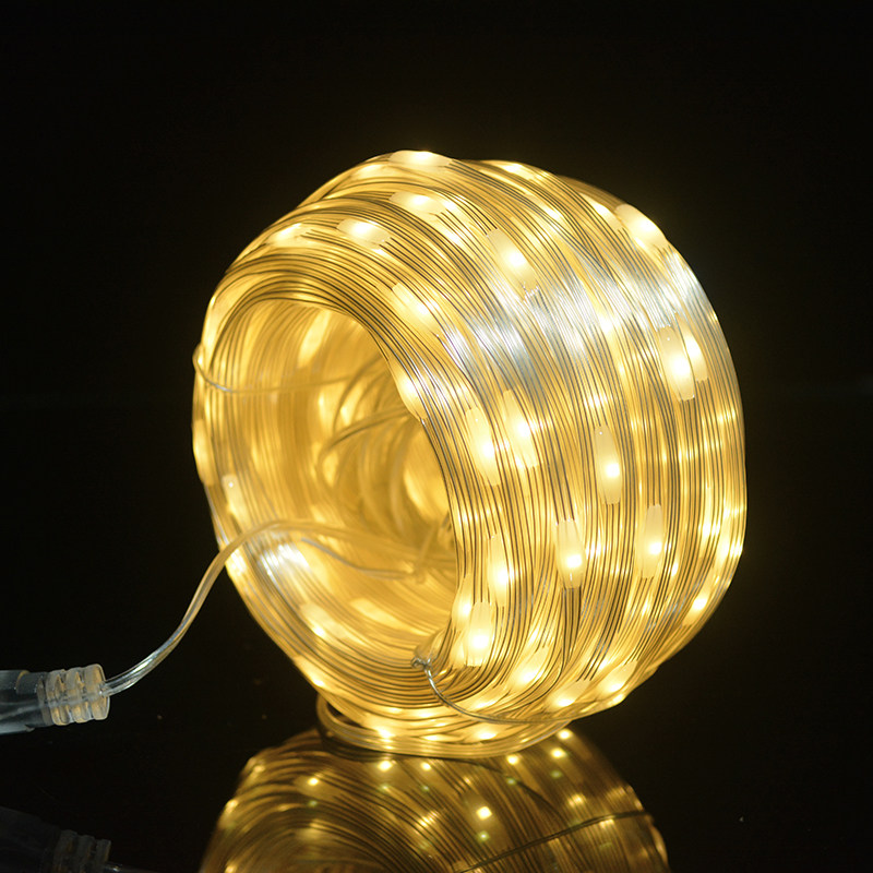 新款防水太阳能皮线灯led节日灯串灯低压装饰灯户外庭院工程彩灯