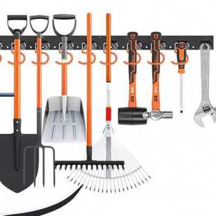 厂家新型塑料背板金属挂钩 拖把铁锹多功能工具收纳挂钩挂条z.i.