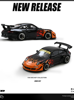 INNO 1:64 RWB 保时捷911 997 橙色火焰 仿真合金车模型收藏