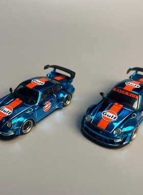 Flame 保时捷 RWB 993 964 电镀蓝 Gulf 1:64 合金车模型