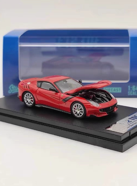 SH 法拉利F12 TDF 红色可开前盖 1/64 仿真合金汽车模型摆件收藏