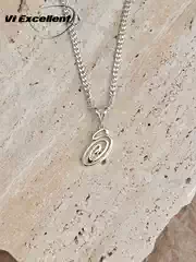 [in Stock] Independent Stu24Ss Swirl Logo Mosquito Coil Necklace Unisex 925 Silver Couple Jewelry Gift
