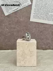 [in Stock] Self-Made Erd Depressed Millionaire's Daughter Portrait Embossed Vintage Silver Ring for Men and Women