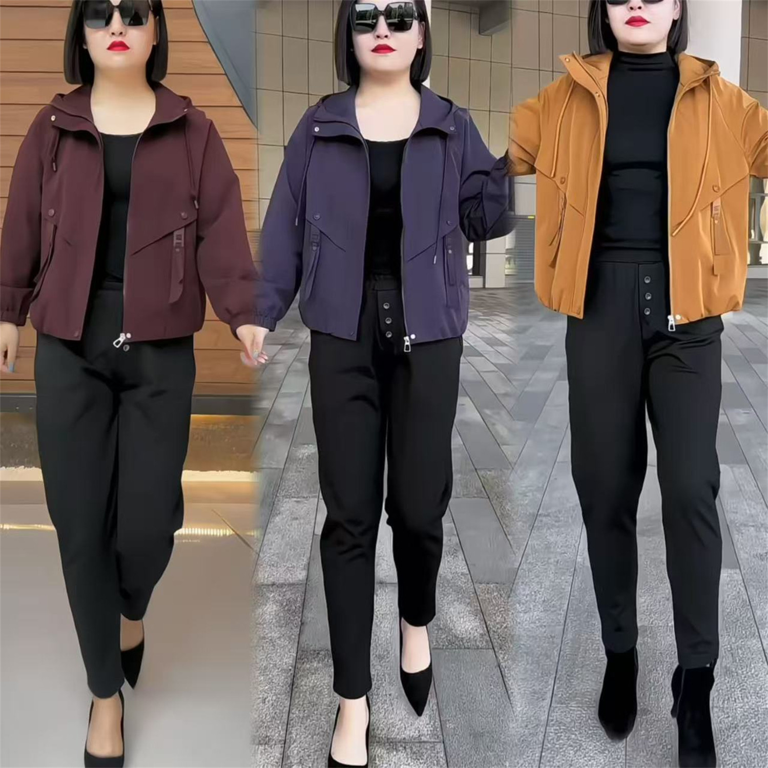 春季新款韩系连帽短外套女小个子宽松显瘦百搭气质高级感夹克上衣