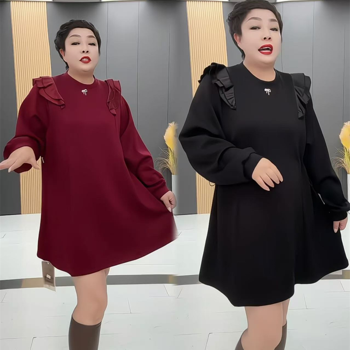 冬季大码加厚显瘦打底连衣裙
