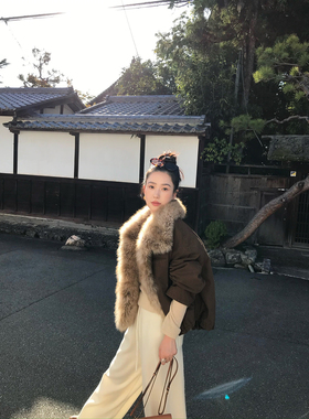 isaro uu 定染渐变山羊绒羽绒服~温暖冬日90白鹅绒大毛领派克外套