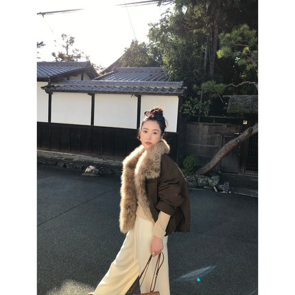 isaro uu 定染渐变山羊绒羽绒服~温暖冬日90白鹅绒大毛领派克外套