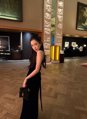 isaro uu 浪漫丝绒系列~定制绣花吊带&私服露背系带收腰连衣裙