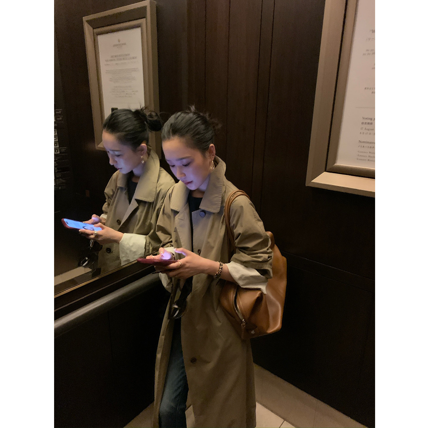 isaro uu 极简row风复古棕榈色廓形风衣外套~秋季宽松中长款外套图片