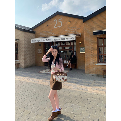 isaro uu 私藏半裙~复古棕咖麂皮短裙+短裤内衬