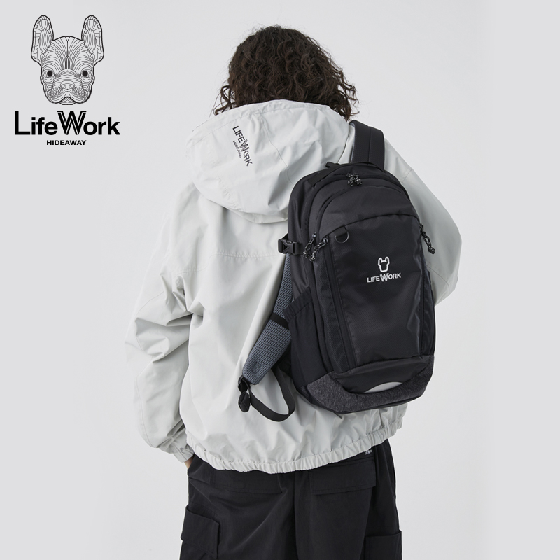 lifework春季新款双肩包休闲户外登山包男大容量百搭背包