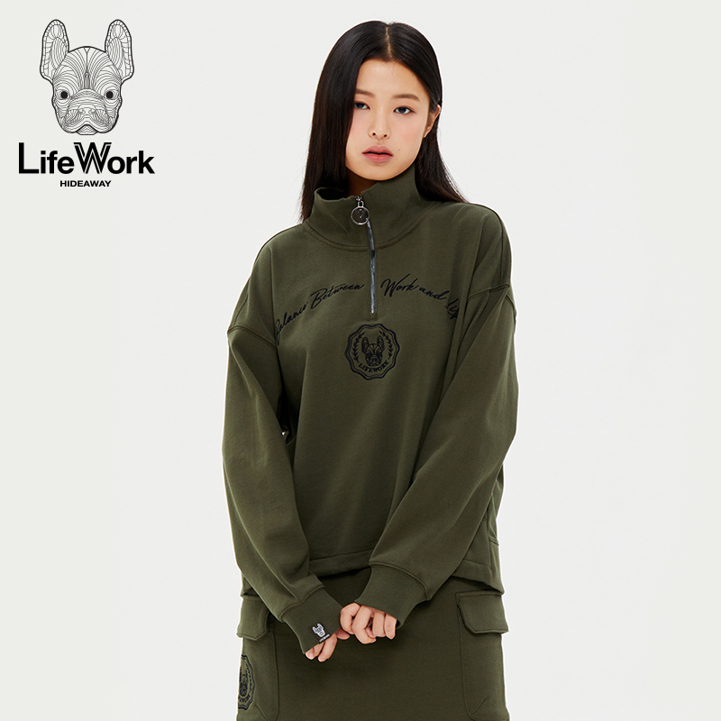 LifeWork秋冬新款立领卫衣休闲宽松舒适运动女式潮流上衣