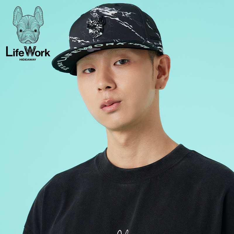 LifeWork春夏新款棒球帽韩版法斗犬图案休闲遮阳帽潮牌男女