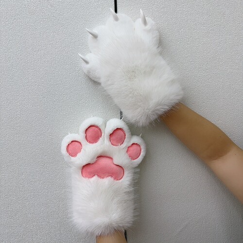 兽爪二次元漫展可爱猫爪毛绒手套女发声搞怪cosplay道具多色可选