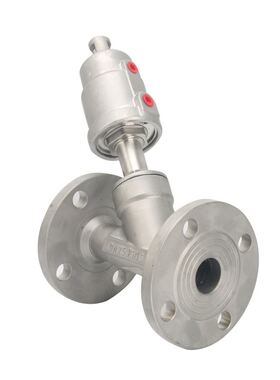 。不锈钢304气动法兰角座阀 蒸汽耐高温耐腐阀 DN15 20 25 32 40