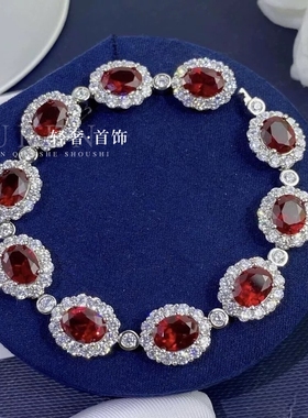 轻奢满钻鸽血红宝石手链