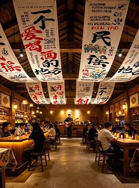 破店烧烤露营风天幕挂布定制