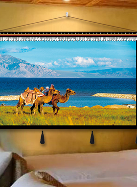 新疆丝绸之路布艺挂画风景餐厅酒店客厅卧室背景墙布画民宿挂布