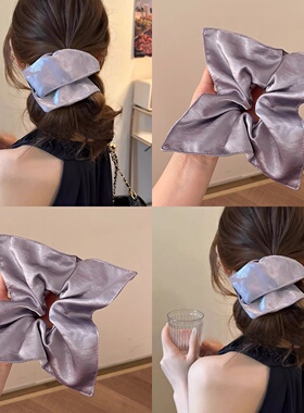 幽兰紫色~麦致复古丝光缎面方巾发圈气质百搭扎头发头绳旅行头花