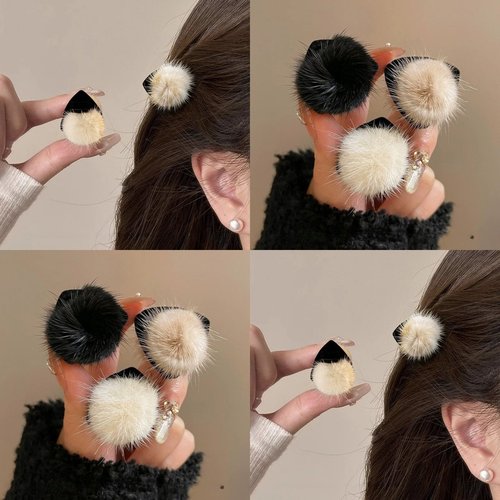 秋冬可爱毛绒猫耳小抓夹前额边夹