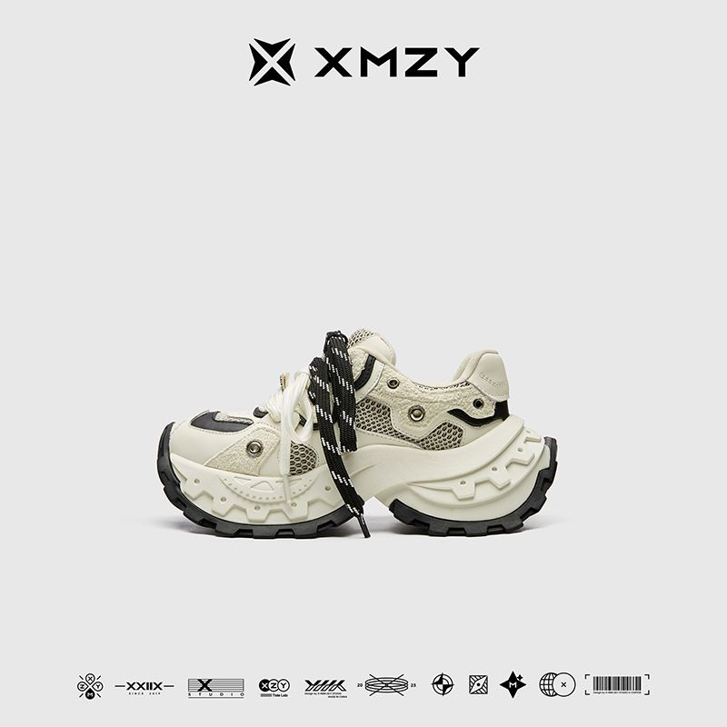 【光轮】XMZY2025秋季新款原创时尚复古拼接设计厚底增高老爹鞋女