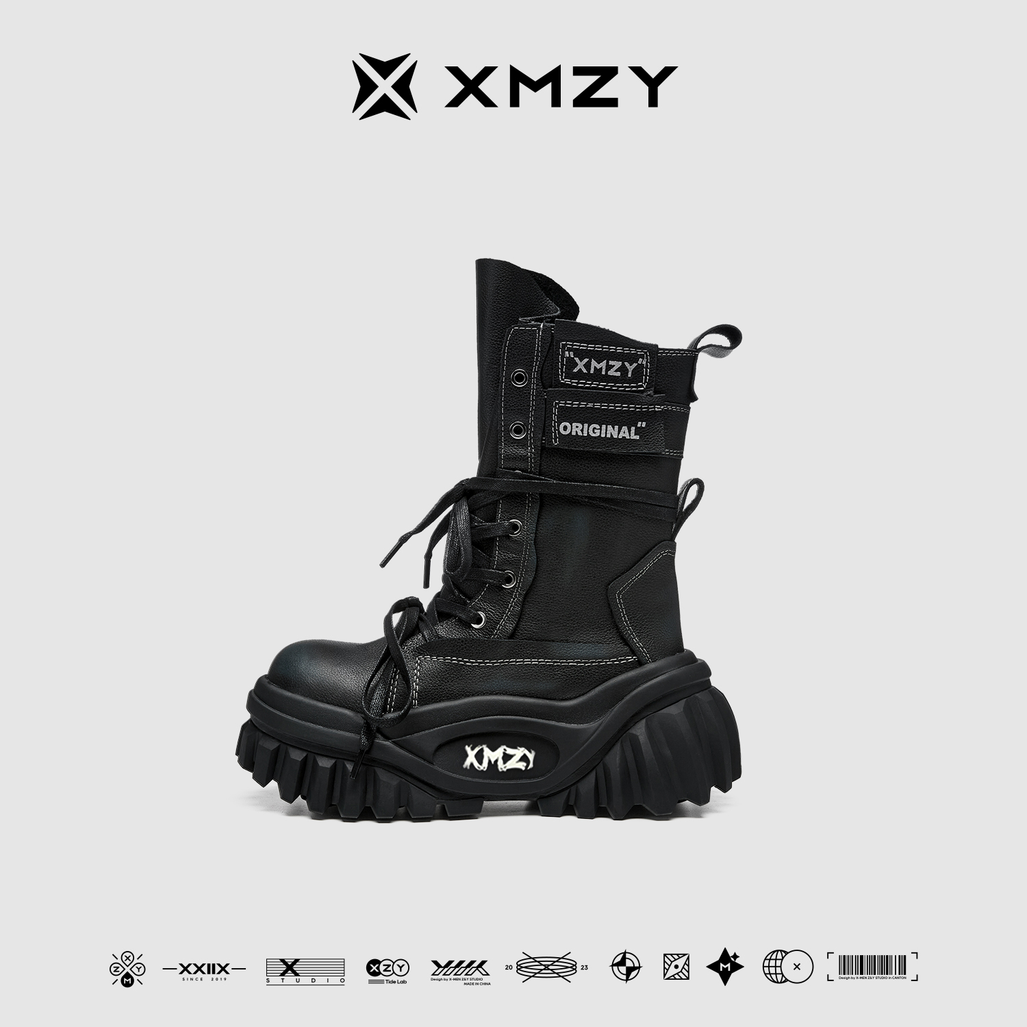 【谭薇浪姐舞台同款】XMZY2025新款原创时尚长筒厚底增高马丁靴女