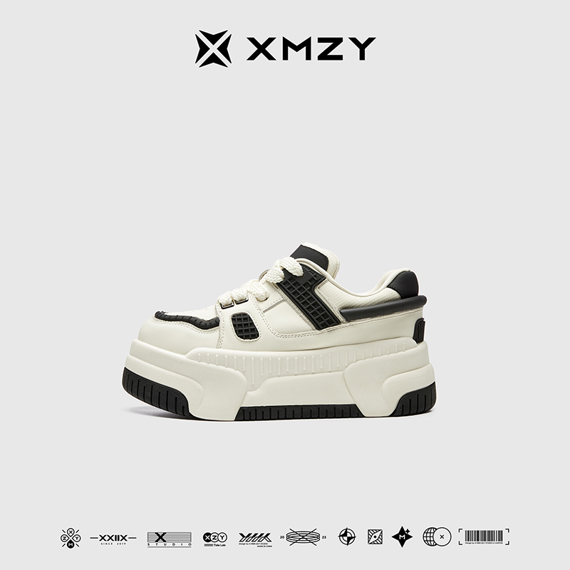 【胖丁MAX】XMZY2025秋季新款原创时尚百搭拼色设计内增高板鞋女