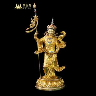 紫金莲尼泊尔西藏工艺藏传密宗站像莲花生莲师纯铜手工錾刻