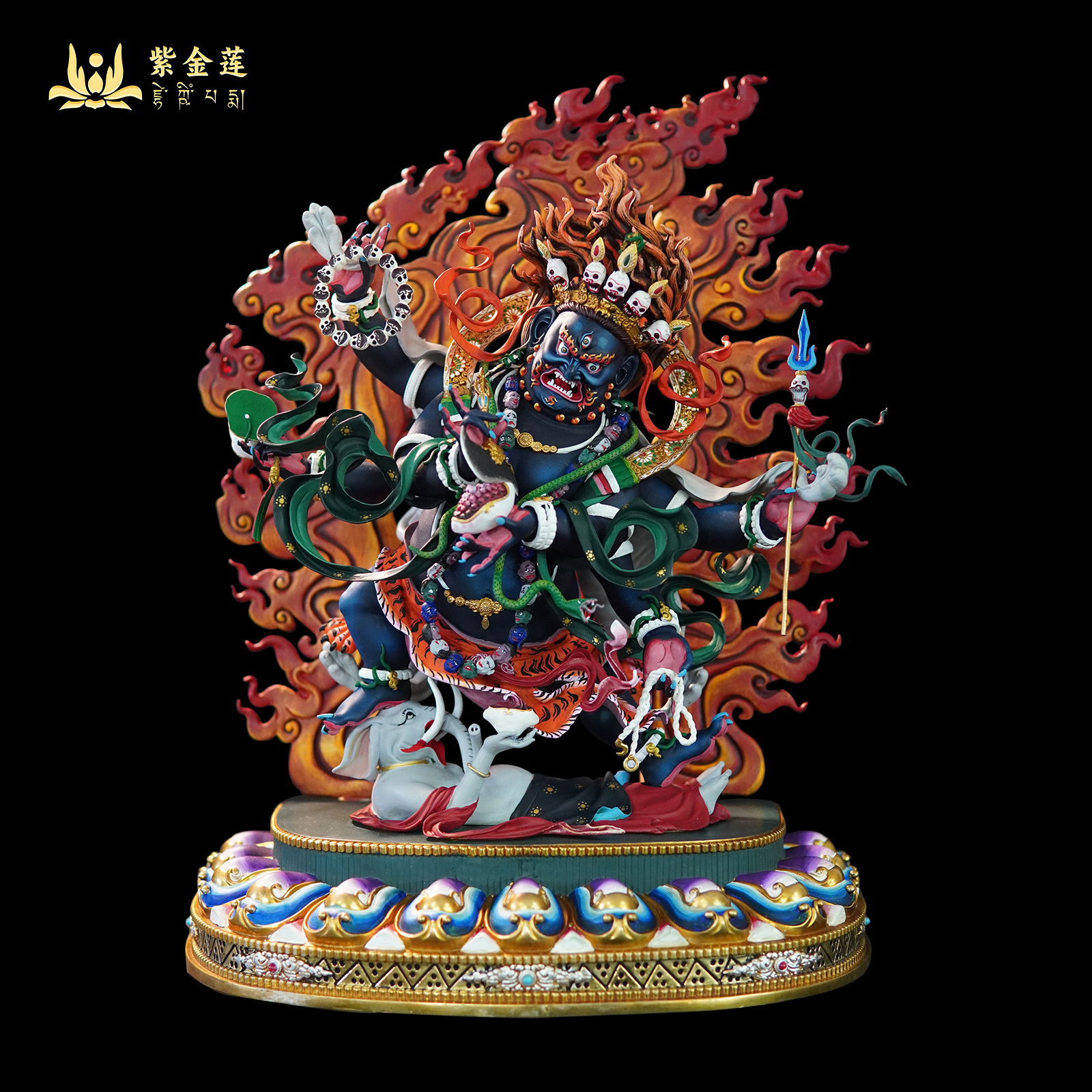 紫金莲佛像六臂大黑天玛哈噶啦