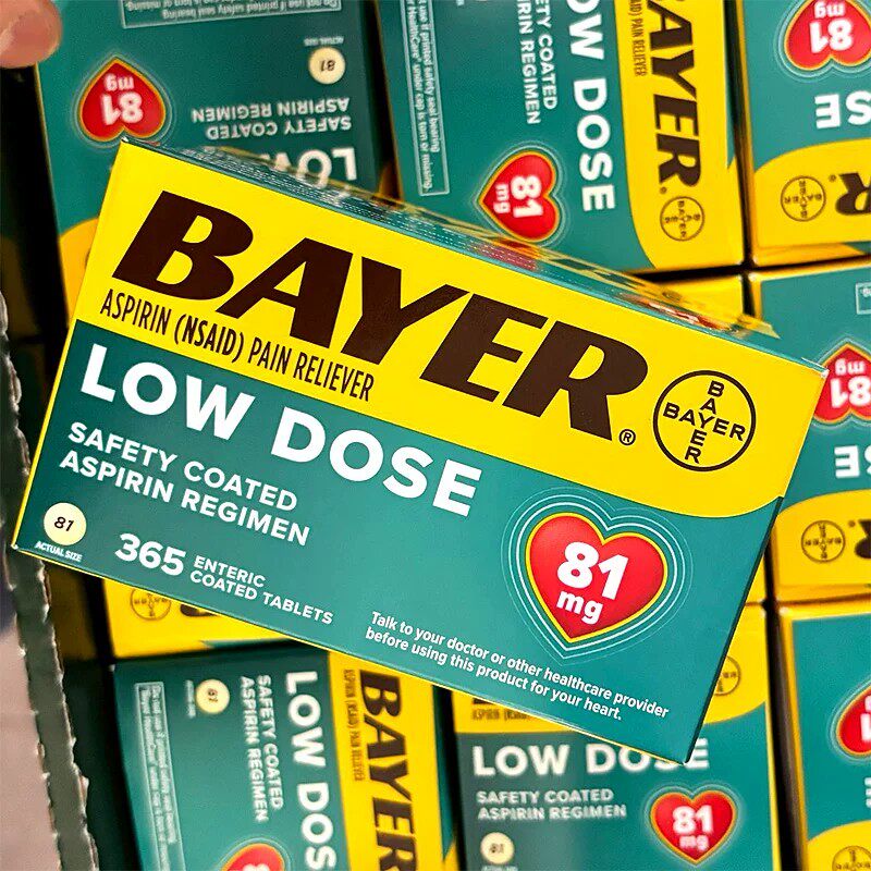 美国直邮 拜耳Bayer阿司匹林肠溶片低剂量81mg抗血栓预防心脑血管