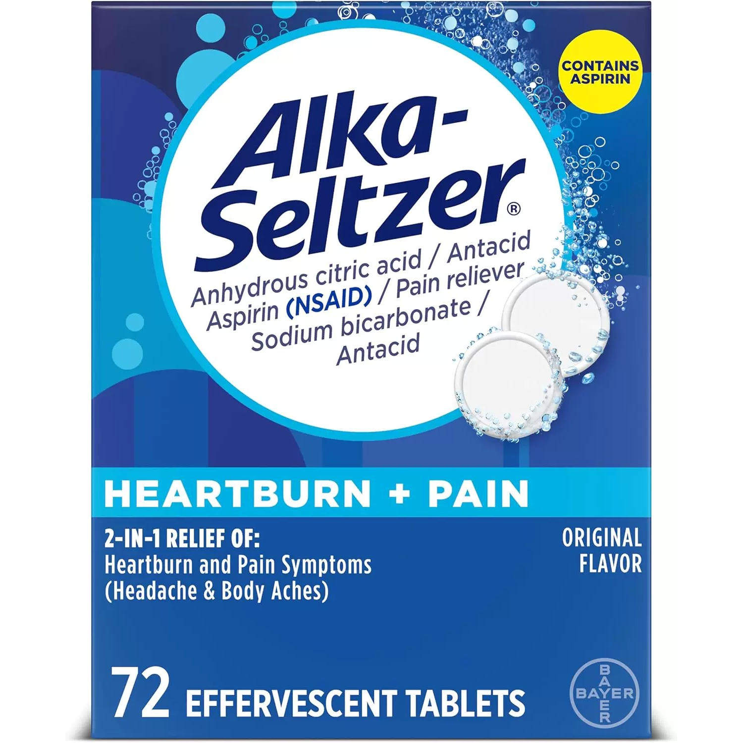 美国直邮拜耳Alka-Seltzer抗胃酸泡腾片胃灼热胃酸反流烧心胃药1