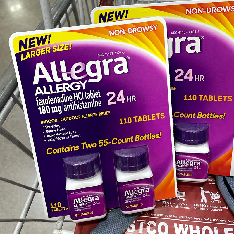 美国溯源•Allegra24小时过敏药 荨麻疹花粉过敏鼻炎皮肤骚痒止痒