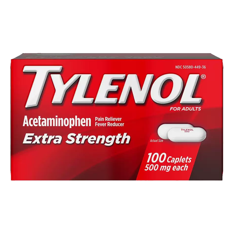美国原装TYLENOL泰诺止痛片100粒扑热息痛发烧感冒头痛牙痛止痛药