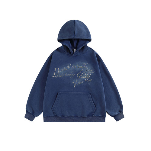 GOST炒色鳄鱼纹英文印花连帽卫衣