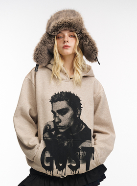 GOST写实朋克人物连帽卫衣潮牌百搭上衣帽衫