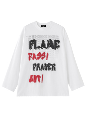 GOST歌词印花款宽松长袖T恤男女美式潮牌松弛百搭宽松上衣