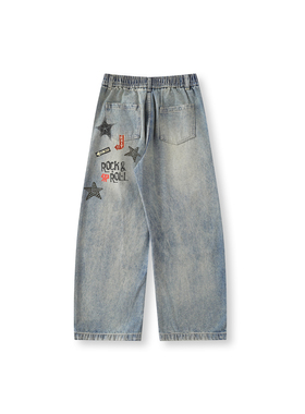 GOST潮牌钥匙扣印花哈伦牛仔长裤百搭休闲裤