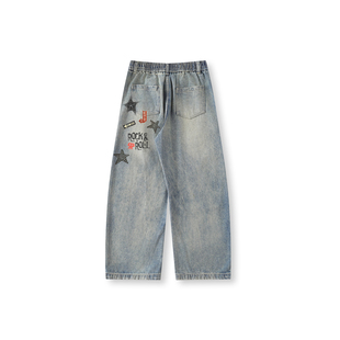 GOST潮牌钥匙扣印花哈伦牛仔长裤 百搭休闲裤